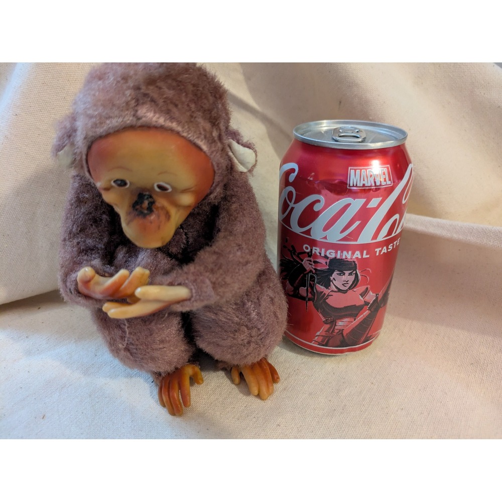 Vintage Rubber Face Monkey Plush Brown Faux Fur 5 in Japan